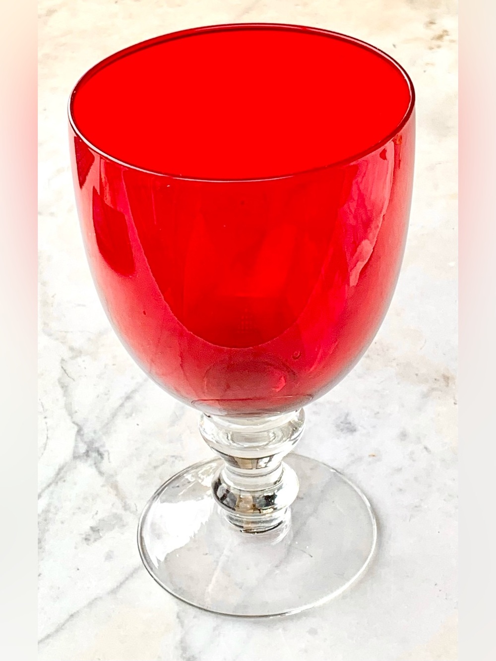 ZRIKE CAMELOT RED WATER GOBLET GLASSWARE 6 5/8TH IN BLOWN GLASS VINTAGE